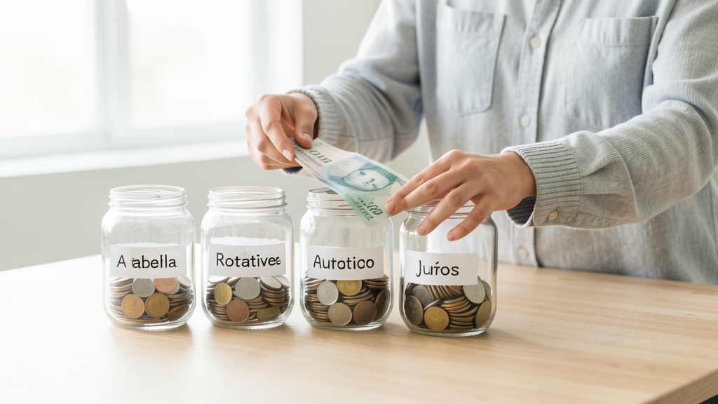 Imagem editorial ilustrando A tabela do rotativo: como R$ 100 de mínimo viram R$ 3.000 em 12 meses